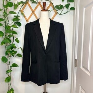 ELIE TAHARI Black Hidden Single Button Blazer
